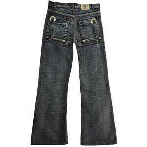 Takeover Vintage Jeans Size 7-8 Baggy Wide Leg Acid Wash Denim Rad Pockets Punk